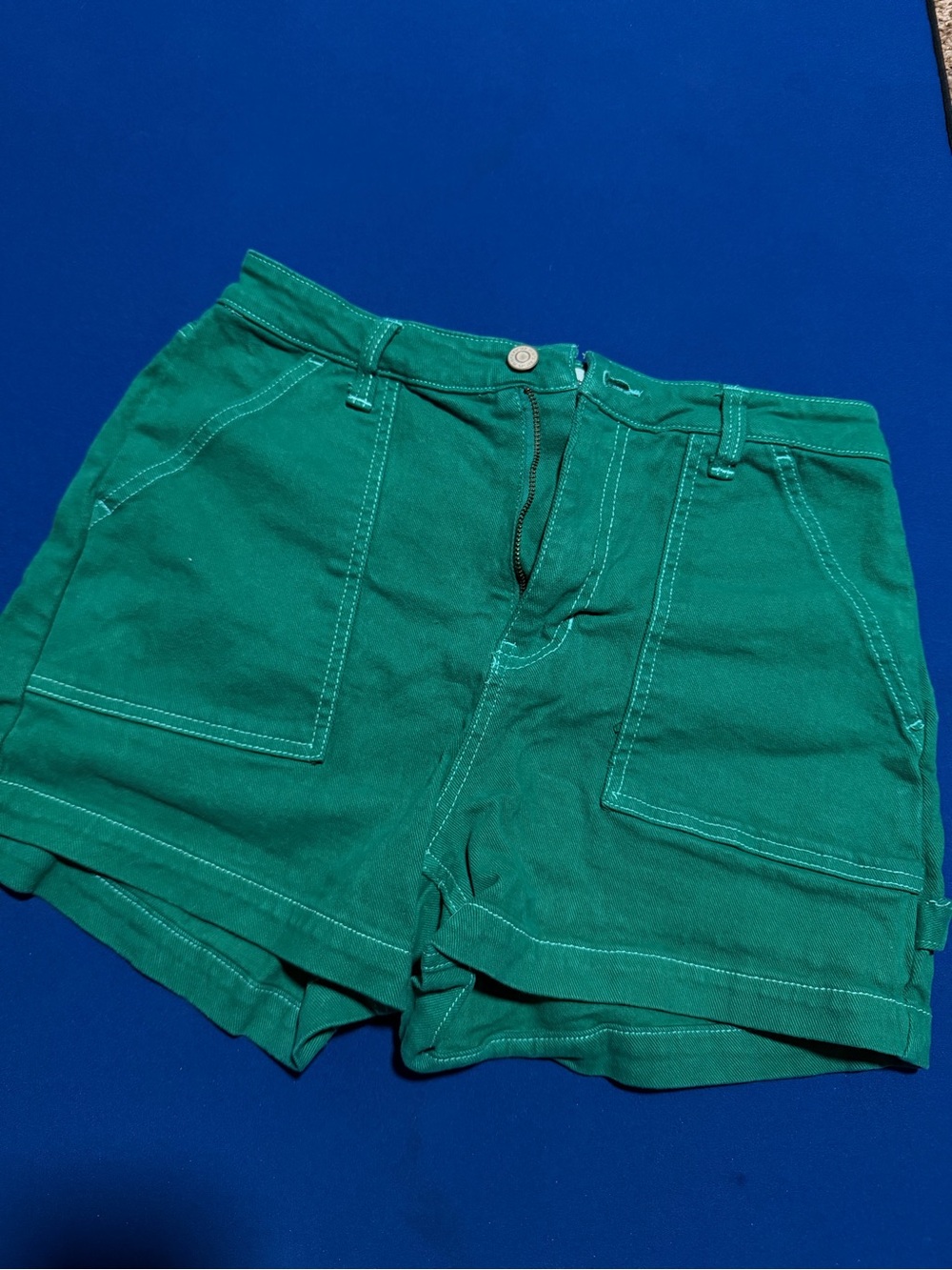 RSQ Green High-Rise Utility Jean Shorts